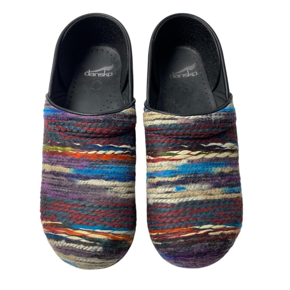 Dansko Clogs Shoes Womens Size 40 9.5-10 Multicolor Yarn Slip On Comfort Nursing